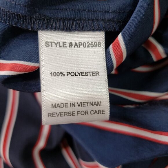 Striped Navy & Red Long-Sleeve Wrap Romper By Korye pockets Size M - Picture 7 of 12